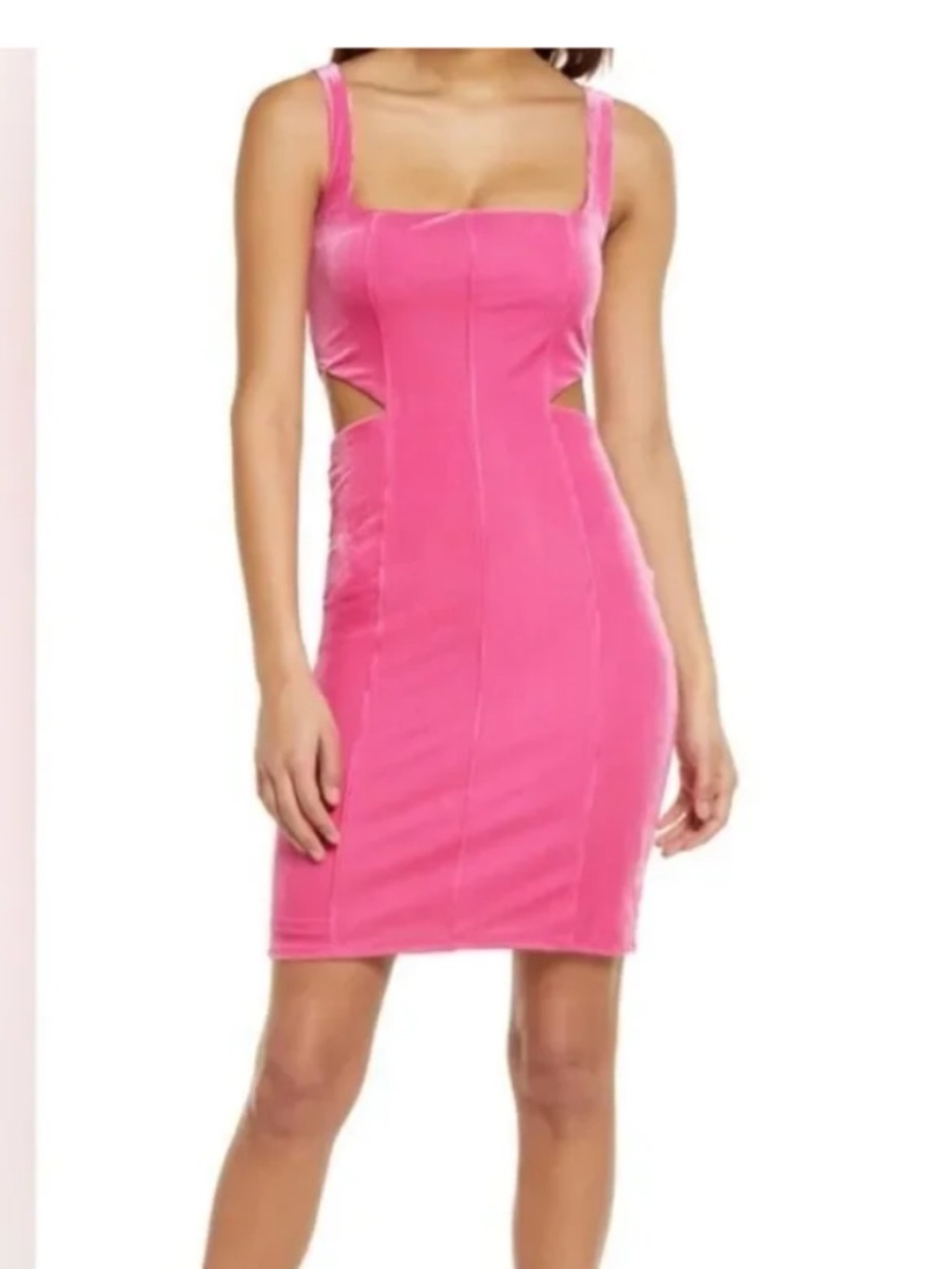 AFRM Paradiso Hot Pink Velvet Cutout Mini Dress